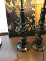 Pair of vintage Acanthus leaf table lamps by Stiffel A172