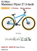 Aluminum SE Maniac Flyer 27.5+ BMX Bike