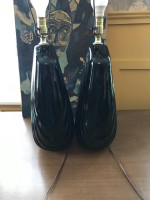 Pair of vintage scallop shell / drape art deco table lamps A98