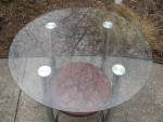 Terrific Round Beveled Glass Table With Lower Shelf