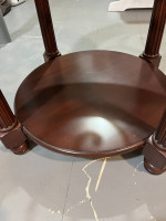 Mahogany 28" round 2 Tier End Table, w/ glass Top