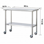 NIB Trinity 48” Stainless Steel Table w/ Casters