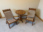 Indian Rosewood Table With 2 Folding Chairs