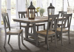 Top Trestle Table With Six Chairs