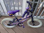 16" DYNACRAFT GIRLS PURPLE BIKE