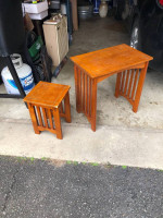 Two 2 pair nested tables table wood wooden