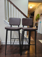 Faux Leather Bar Stools (2) (NEW) + Bar Table - NEW