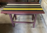 Adorable Vintage Striped Table - All wood! Cute porch item!!!