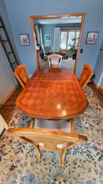 Dining table with eight chairs