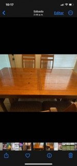 Solid Wood Dining Table with 6 Chairs