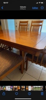 Solid Wood Dining Table with 6 Chairs