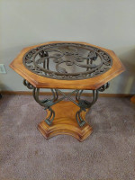 Table Kitchen or Accent Wood Wrought Iron