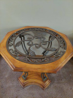 Table Kitchen or Accent Wood Wrought Iron