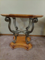 Table Kitchen or Accent Wood Wrought Iron