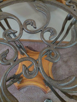 Table Kitchen or Accent Wood Wrought Iron