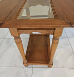 Vintage Oak Drop Leaf Table With Glass Center