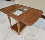 Vintage Oak Drop Leaf Table With Glass Center