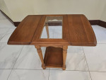 Vintage Oak Drop Leaf Table With Glass Center