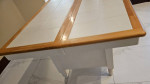 White Wood/White Tile Top Extendable Square Dining Table