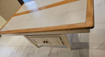 White Wood/White Tile Top Extendable Square Dining Table