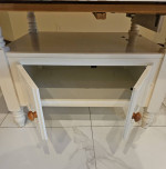 White Wood/White Tile Top Extendable Square Dining Table