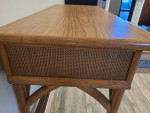 MCM 2 Drawer Rattan Style Desk/Hall Console Table w/Wicker Accents