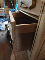 Nice 2 drawer French provincial end table, original