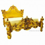 Fabulous & Baroque: Full Gold Leaf Bed Frame and 3 Drawer Side Table