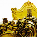 Fabulous & Baroque: Full Gold Leaf Bed Frame and 3 Drawer Side Table