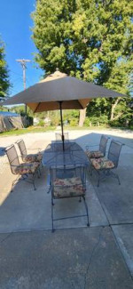 Homecrest Patio Square Table & (6) High-Back Spring Chairs