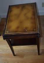 Antique Stickley Mahogany Side Table with Leather Inlay