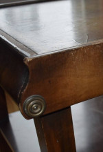 Antique Stickley Mahogany Side Table with Leather Inlay