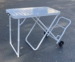 Metal Rolling Picnic Camping Fishing Barbecue Trolley Folding Table