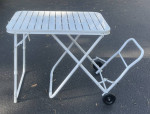 Metal Rolling Picnic Camping Fishing Barbecue Trolley Folding Table