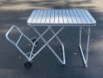 Metal Rolling Picnic Camping Fishing Barbecue Trolley Folding Table