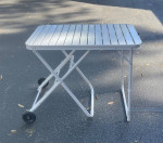 Metal Rolling Picnic Camping Fishing Barbecue Trolley Folding Table