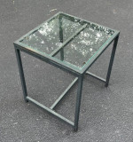 Metal And Glass Top Patio Porch Indoors Side Table Industrial Style
