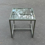 Metal And Glass Top Patio Porch Indoors Side Table Industrial Style