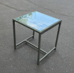 Metal And Glass Top Patio Porch Indoors Side Table Industrial Style