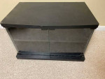 Side Table - Black with Glass Doors