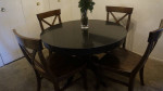 Dining Table Black Marble Top and Espresso/brown color