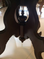 Antique Victorian Round Glass Wood Coffee Table