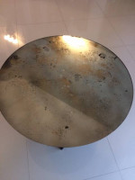 Antique Victorian Round Glass Wood Coffee Table