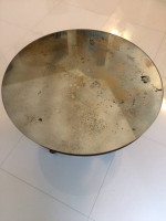 Antique Victorian Round Glass Wood Coffee Table