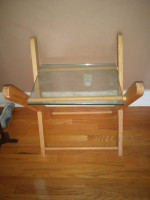 2 Matching Glass Wood End Table $20 ea.