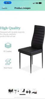 Black glass table +4 leather chairs