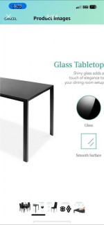 Black glass table +4 leather chairs