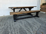 Rustic farmhouse dining / kitchen table and bench