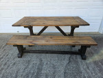 Rustic farmhouse dining / kitchen table and bench