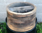 SUPER RARE! UNIQUE TABLE!! LARGE GRIST MILL! Glass inset! ANTIQUE! EXC